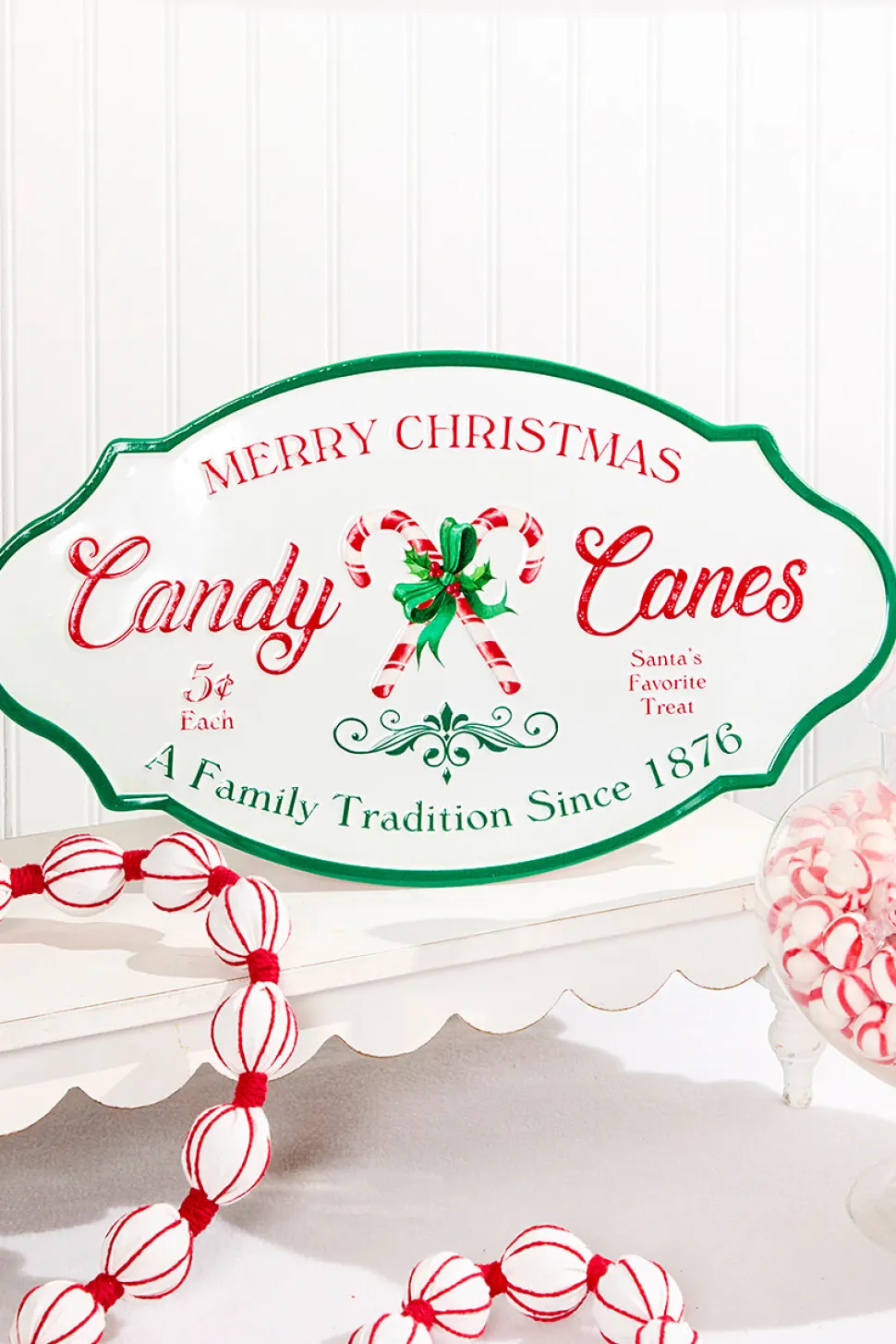 18" x 10" Metal Candy Cane Sign