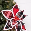 22” x 11" Red and Black Plaid with Red Bells Poinsettia Stem