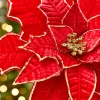 19" x 14" Red & Gold Poinsettia Stem