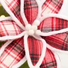 19" x 12.5" Red & White Black Plaid Poinsettia Pick