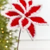 20" x 12" Red & White Fur Edge Poinsettia Stem