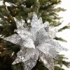 22” x 14" Velvet Sheer Poinsettia Stem - Silver