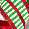 4" x 10 Yard Green and White Striped Ribbon