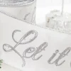 4" x 5 Yard Let It Snow White Embroidered Ribbon