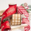 4" x 5 Yard North Pole Cookies & Milk Co. Embroidered Red