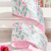 4" x 10 Yard Pink Holly Leaf Ribbon