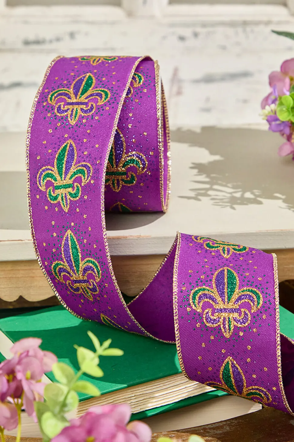 2.5" x 10 Yard Purple Mardi Gras Ribbon
