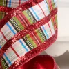 4" x 10 Yard Red & White Plaid Pattern Ribbon