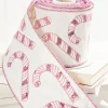 4" x 5 Yard Sequin Embroidered Pink Candy Cane Ribbon