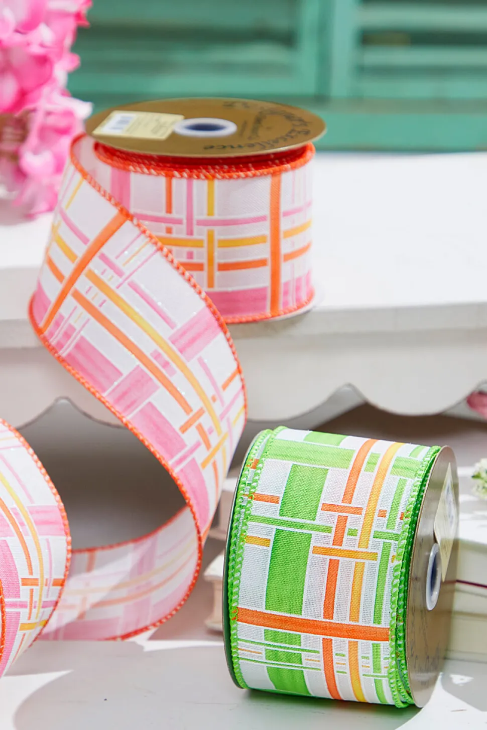 2.5" X 10 Yards Green Plaid Ribbon