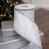 4" x 5 Yard Snowflake Sparkle Print Dupion Ribbon