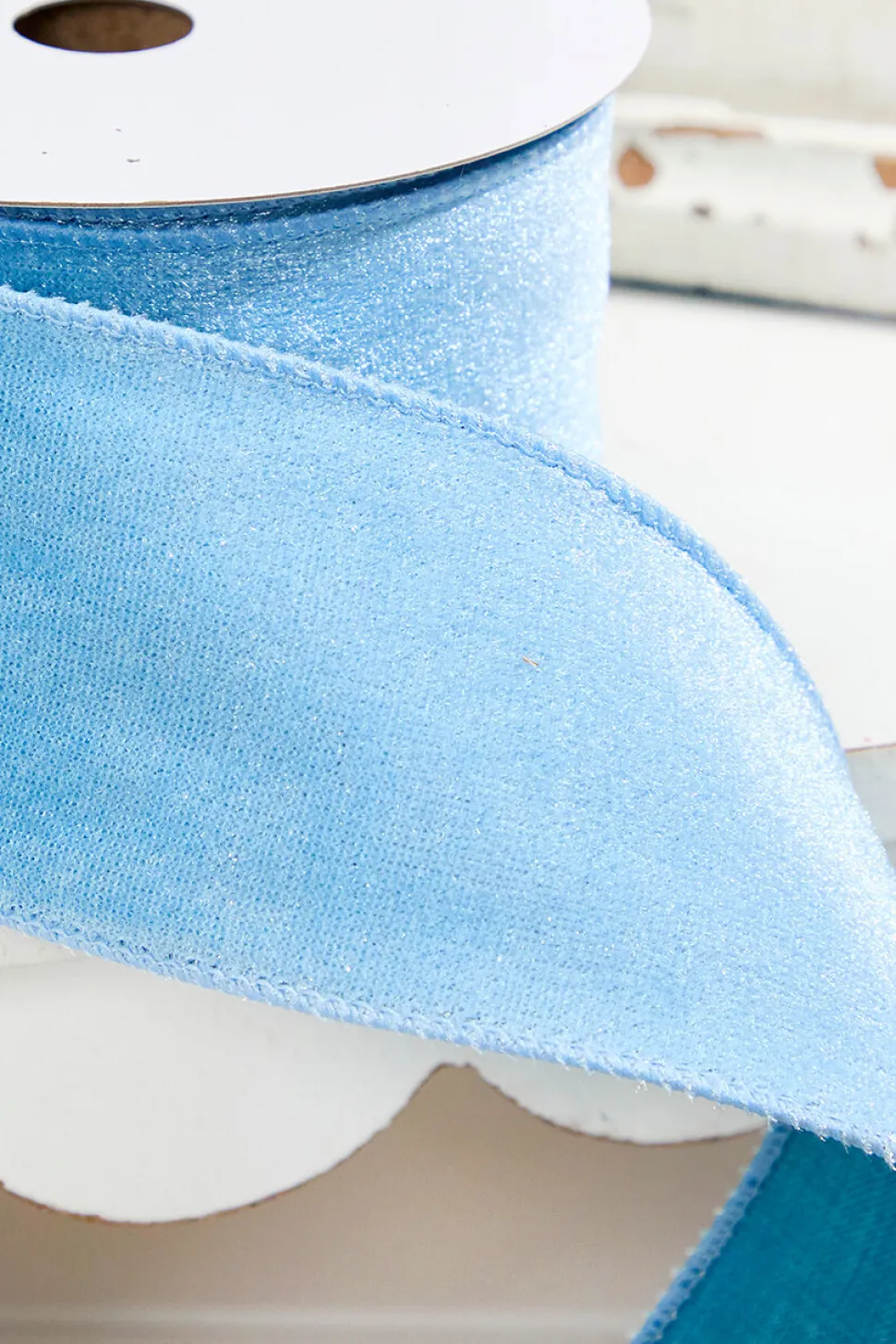 2.5" x 10 Yard Soft Blue Wired Velvet Ribbon