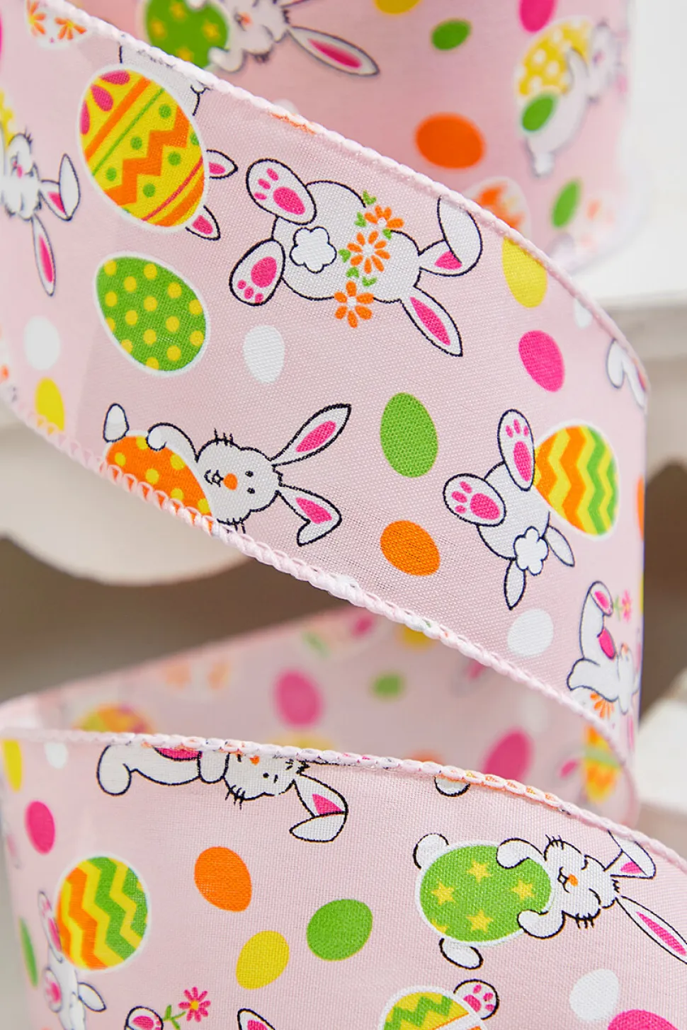 2.5" x 10 Yards Pink Bunny Eggs Ribbon