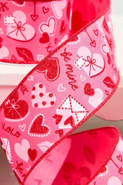 2.5" x 10 Yards Valentine Love Letter Ribbon